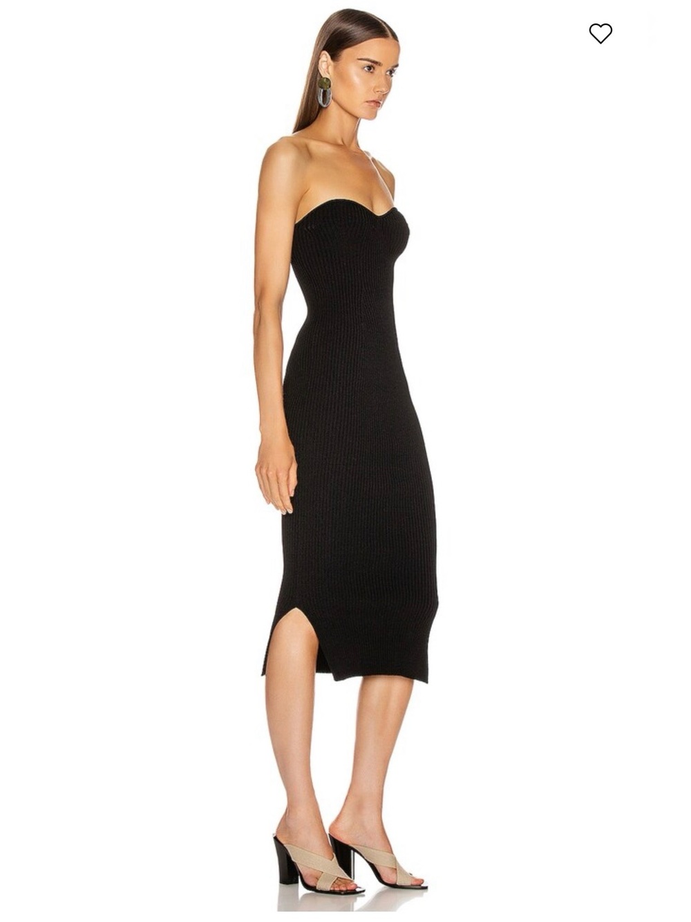 KHAITE loie strapless knit ribbed midi dress black Size S